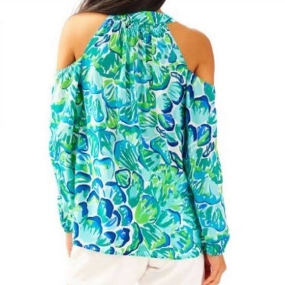 Lilly Pulitzer Sunny Shoulder Elsa Top in Agate Green Lazy River (Medium) - Picture 2 of 13